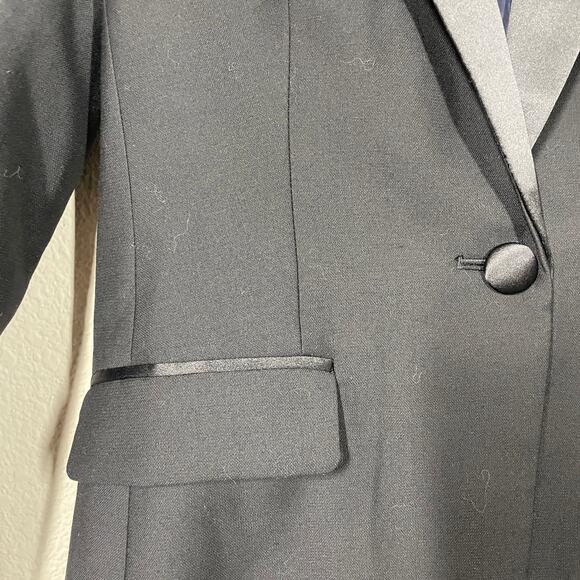 J Crew Womens 0 Tollegno 1900 Long Parke Tuxedo Blazer Black Wool - Picture 4 of 10